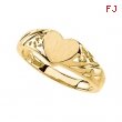 14K Yellow Gold Signet Heart Ring