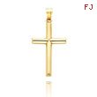 14K Yellow Gold Simple Polished Cross Pendant