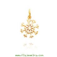 14K Yellow Gold Simple Polished Snowflake Charm