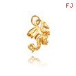 14K Yellow Gold Small 3D Dragon Charm