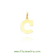 14K Yellow Gold Small Block Initial "C" Charm