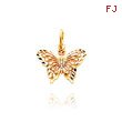 14K Yellow Gold Small Diamond-Cut Butterfly Charm