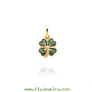 14K Yellow Gold Small Enameled 4-Leaf Clover Charm