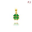 14K Yellow Gold Small Enameled 4-Leaf Clover Charm