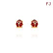 14K Yellow Gold Small Enameled Ladybug Post Earrings