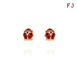 14K Yellow Gold Small Enameled Ladybug Post Earrings