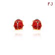 14K Yellow Gold Small Enameled Ladybug Posts