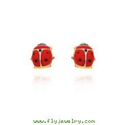 14K Yellow Gold Small Enameled Ladybug Posts