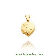 14K Yellow Gold Small Heart-Shaped Floral Locket
