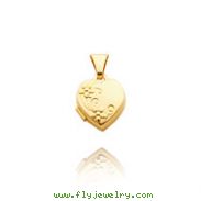 14K Yellow Gold Small Heart-Shaped Floral Locket