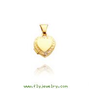 14K Yellow Gold Small Heart-Shaped Scroll Locket