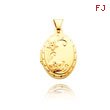 14K Yellow Gold Small Oval-Shaped Floral Locket