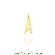 14K Yellow Gold Small Slanted Block Initial "A" Charm