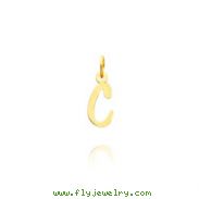 14K Yellow Gold Small Slanted Block Initial "C" Charm