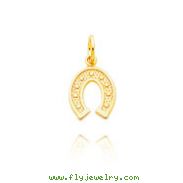 14K Yellow Gold Small Textured Horseshoe Charm