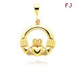 14K Yellow Gold Smooth, Polished Claddagh Pendant