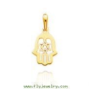 14K Yellow Gold Smooth Star of David Chamseh Pendant