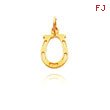 14K Yellow Gold Solid Horseshoe Charm