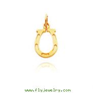 14K Yellow Gold Solid Horseshoe Charm