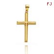 14K Yellow Gold Solid Polished Cross Pendant