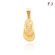 14K Yellow Gold Solid Sandal Pendant