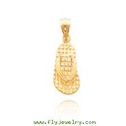 14K Yellow Gold Solid Sandal Pendant