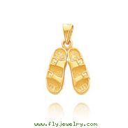 14K Yellow Gold Solid Sandals Pendant