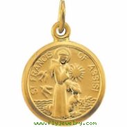 14K Yellow Gold St. Francis Of Assisi Medal