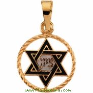 14K Yellow Gold Star Of David Pendant