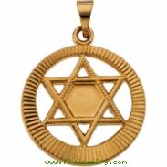 14K Yellow Gold Star Of David Pendant