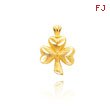 14K Yellow Gold Textured Diamond-Cut Shamrock Pendant