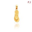 14K Yellow Gold Textured Flip Flop Charm