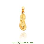 14K Yellow Gold Textured Flip Flop Charm