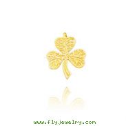 14K Yellow Gold Textured Shamrock Charm
