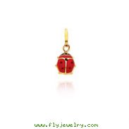 14K Yellow Gold Tiny Enameled Ladybug Charm