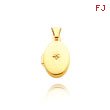 14K Yellow Gold Tiny Oval-Shaped Diamond Locket