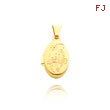 14K Yellow Gold Tiny Oval-Shaped Flower & Butterfly Locket