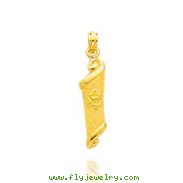 14K Yellow Gold Torah with Star of David Pendant