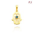 14K Yellow Gold Turquoise Chamseh & Star of David Pendant