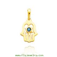 14K Yellow Gold Turquoise Chamseh & Star of David Pendant