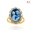 14K Yellow Gold Twisted Diamond Frame Everlasting Love Agate Cameo Ring