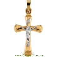 14K Yellow Gold Two Tone Crucifix Pendant