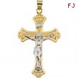 14K Yellow Gold Two Tone Crucifix Pendant