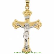 14K Yellow Gold Two Tone Crucifix Pendant