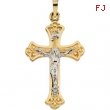 14K Yellow Gold Two Tone Crucifix Pendant