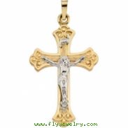 14K Yellow Gold Two Tone Crucifix Pendant