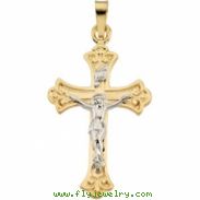 14K Yellow Gold Two Tone Crucifix Pendant