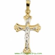 14K Yellow Gold Two Tone Crucifix Pendant