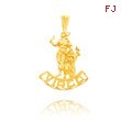 14K Yellow Gold Virgo Banner Zodiac Pendant