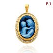 14K Yellow Gold Wide Frame & Diamond Everlasting Love Agate Cameo Pendant